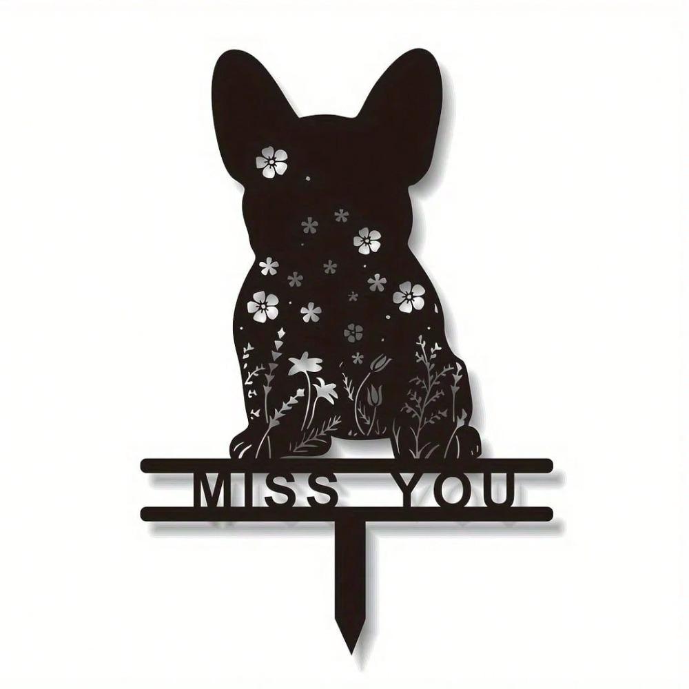 Metal French Bulldog Memorial Stake, Pet Grave Marker Sign, Sympathy Gift for Lost Dog, Outdoor Garden Decor Plaque