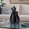 Cat Themed Home Decor Cute Black Statue, 3D Printed Figurine with Snuggle Pose, Heart Warming Minimalist Desk Shelf for Office, Gift Lovers Art