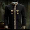 Camicia da Uomo Floreale a Maniche Lunghe con Stampa Trifoglio 3D Dorato Camicia a Maniche Lunghe alla Moda e Lussuosa
