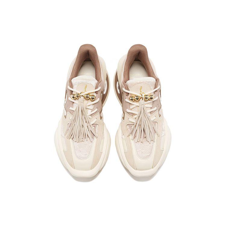 Li-Ning 1990 Classic Series Lightweight High Resilience Non-Slip Low-Top Running Shoes Women sneaker Yellow-Brown ALFT016-1