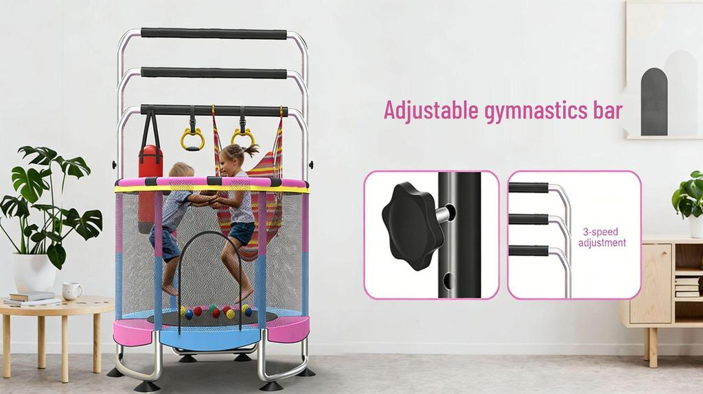 Children's Indoor Trampoline with Safety Fence for Ages 0-6