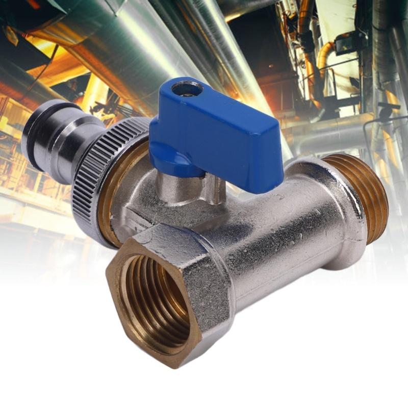 Quarter Turn Ball Valve Tee Connector Brass Angle Stop Valve G1/2 DN15 Female And Male Thread NPT 3/8 Inch 15mm Interface