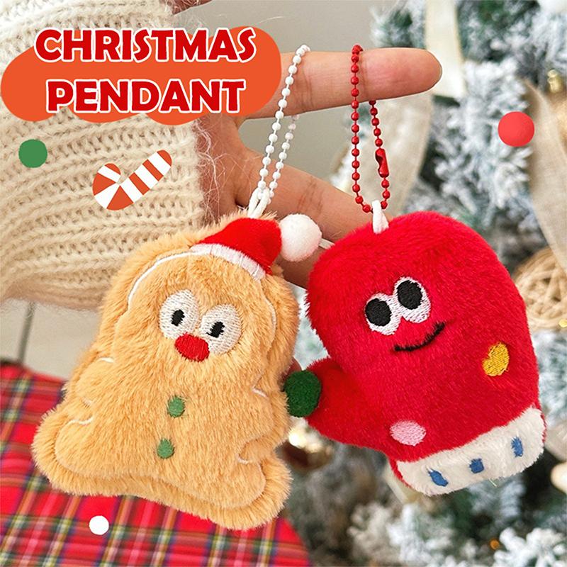 Kawaii Christmas Plush Keychain Christmas Tree Deer Hanging Ornaments Christmas Gift Schoolbag Keychain Bag Pendant Kids Gift