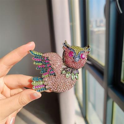 Voll Diamant Eulenbrosche Vintage Übergroße Vogelbrosche Tiersammlung Kleidung Mantel Kleidungsaccessoire Anstecknadel