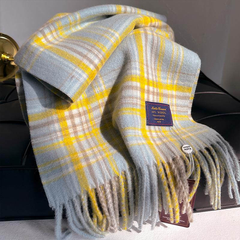 New  Winter Luxury Cashmere Women Plaid
