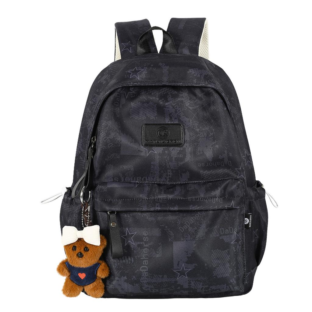 Schoolbag Schoolbag for Female Junior High School Students, Simple and Versatile Printing Bear Niche Design 1011 New College Student Computer Backpack