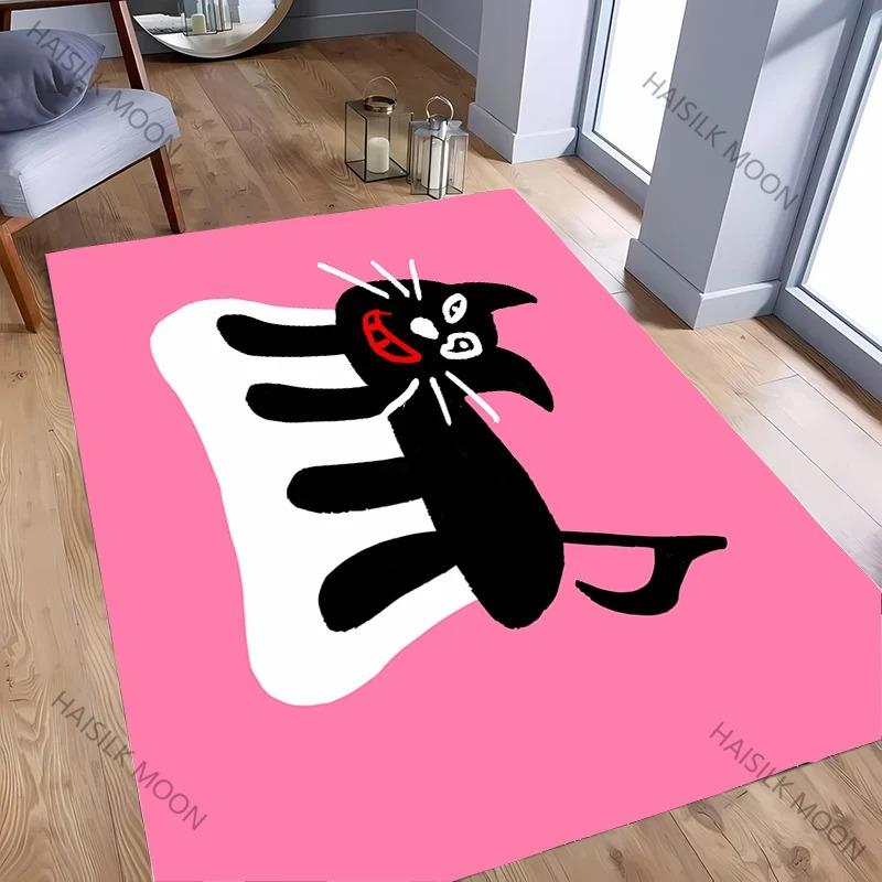Abstract Style Cat Patter Indoor Carpet Rug for Bedroom Living Room Kitchen Floor Mats Home Decor Non-Slip Floor Pad Rug Gift