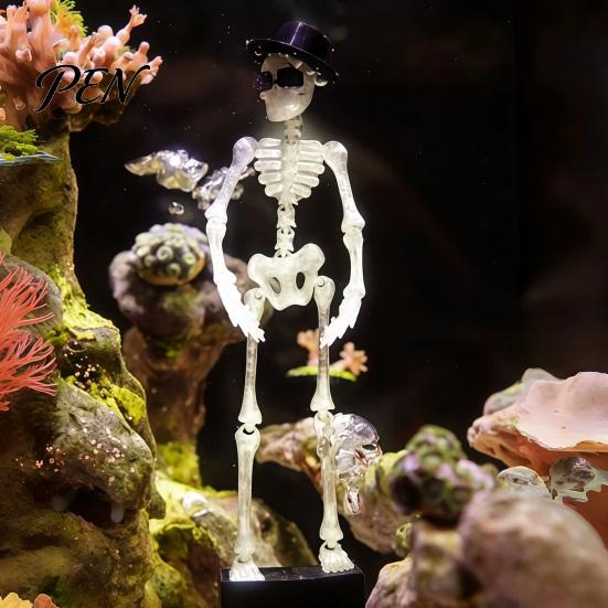 Unique Aquarium Decorations for Fish Dancing Skeleton Bubbler with Adjustable Air Flow, Underwater 3D Printed Flow Bubble Ornament Powered Moving