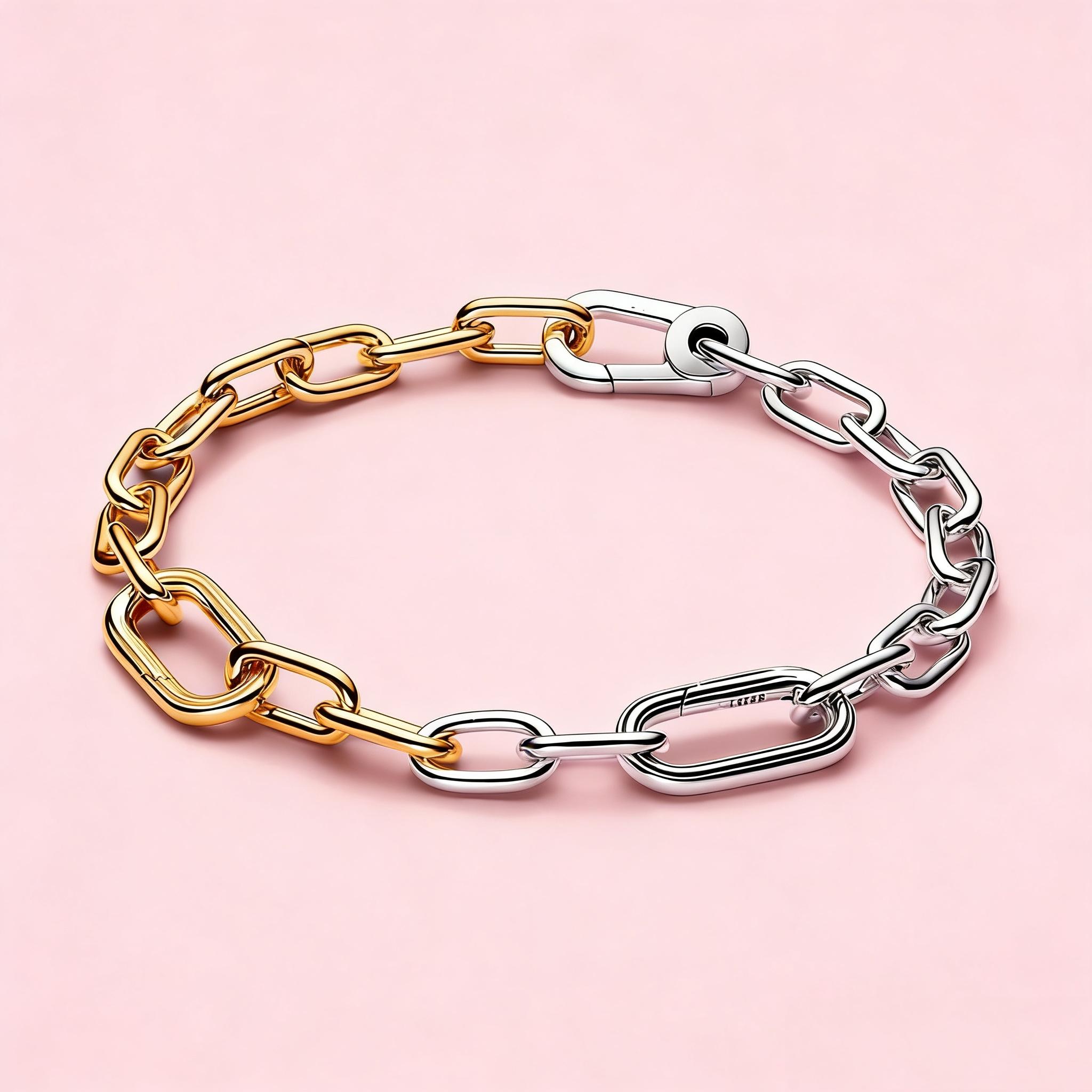 S925 Sterling Silver ME Series Bracelet Two-Tone Color 16~21CM Charm Bracelet Fit Pendants Fashion Jewelry for Women Party Gift 16cm