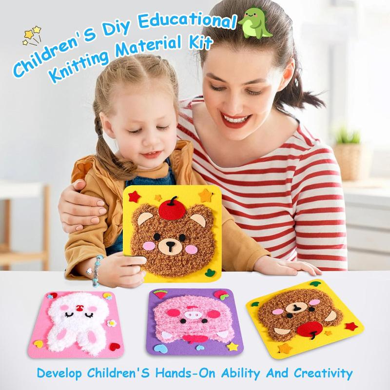 DIY Cartoon Tier Stickerei Puppen Kits Spaß Vliesstoff Einfädeln Nähbretter Kinder Kinder Handgemachte Bastelarbeiten Spielzeug Geschenke