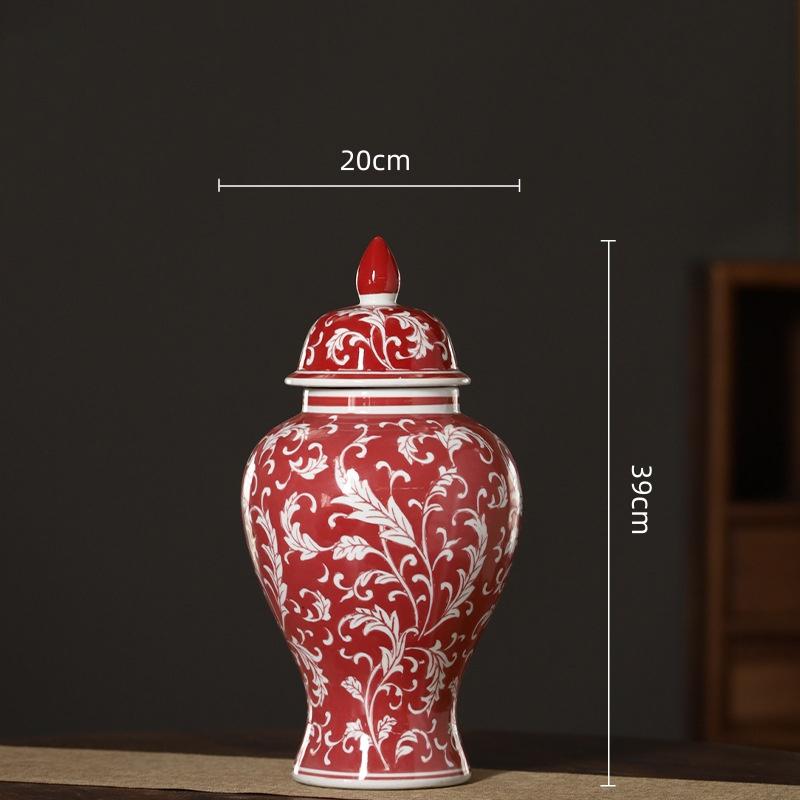Retro-Porzellangefäße im chinesischen Stil, Generalskrug, Blumenvase, Keramikvase, Blumentopf, Bemalte Keramikornamente, Heimdekoration