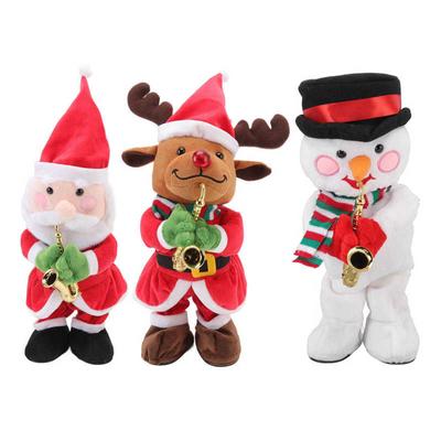 32X13cm Electric Music Christmas Decoration Doll With 8 Songs Continuous Play Dancing Singing Glowing Swinging Plush Gifts