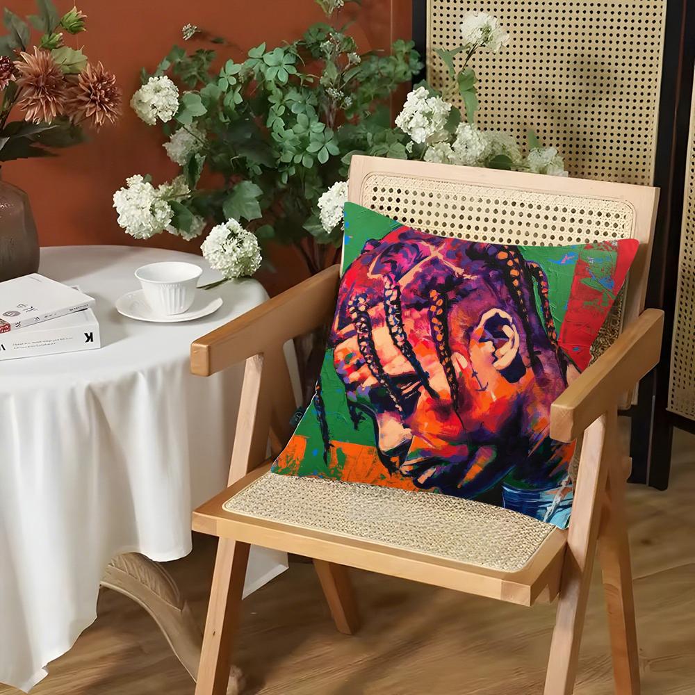 Rapper KKendrick LLamar Cushion Cover Silky Short Plush Invisible Zipper Dustproof Sofa Pillow Case for Home Decor