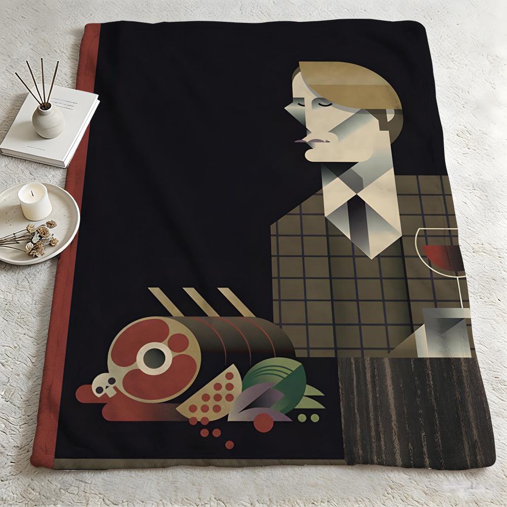 drama H-Hannibal-l Throw Warm Soft Flannel Blanket, Multi-use for Sofa Bed Camping Travel Nap