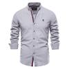 Spring and summer slim shirt men's cotton and linen casual Japanese style men's fashion business solid color long-sleeved shirt for men (US size)