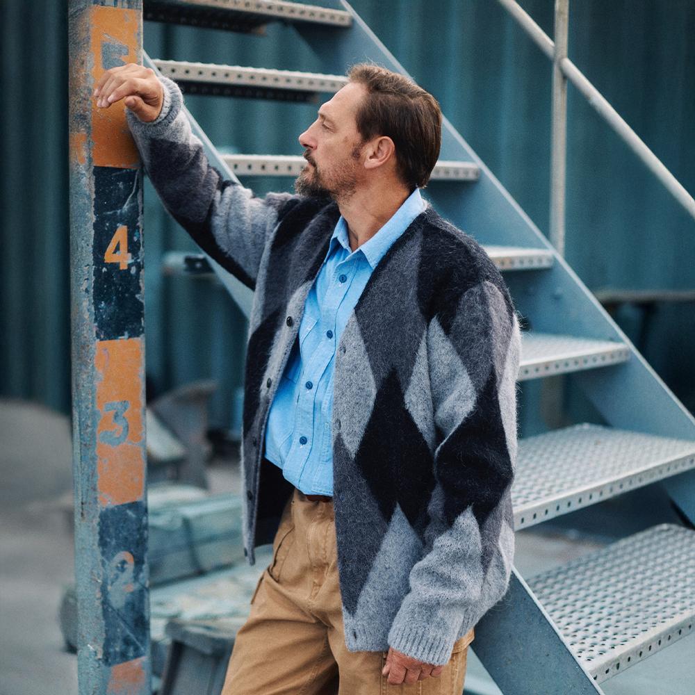 Guernsey Woollens Alpaca Argyle Cardigan - Black