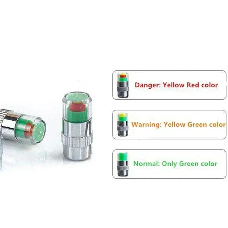 4/2 Stück Auto Reifendruckmesser Ventilkappe Sensor Anzeige Warnung Überwachungswerkzeug Motorrad Reifenkappe Anzeige Luftdruckmesser