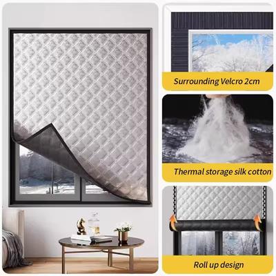 Winter New Thick Cotton Windproof and Cold Proof Curtains, Home Bedroom Partition Warm Curtains, Self-adhesive