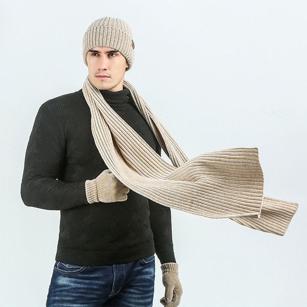 Men Women Knitted Beanie Cap Beanie Hat Ladies Hat Hat Scarf Gloves Set Warm Touchscreen Gloves