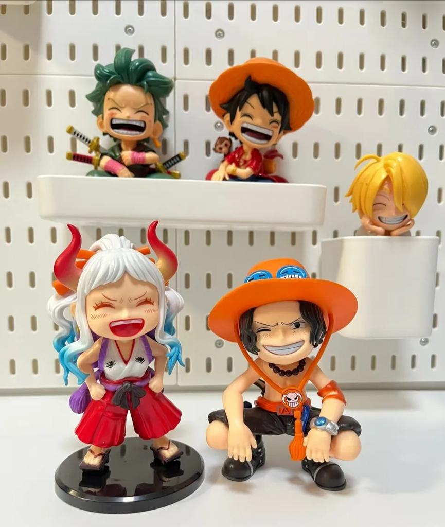 Anime One Piece Luffy Long Shan Zhi Handmade Laughter Ace and Q Version Figure Trendy PVC Model Cute Ornament Birthday Gift Toy