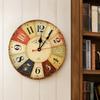 12 Inch Quartz Wall Clock Battery Operated Retro Wall Clock Colorful Wooden Wall Clock  For Home