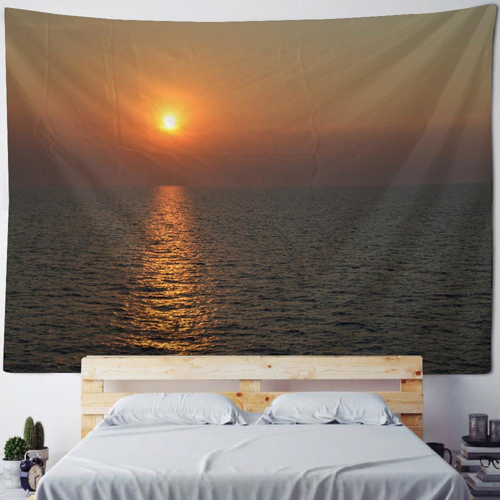Oceano, Alba, Tramonto, Paesaggio a Telaio, Grande Appeso da Parete, Decorazione da Parete Hippie, Tessuto di Sfondo, Decorazione Artistica per la Casa
