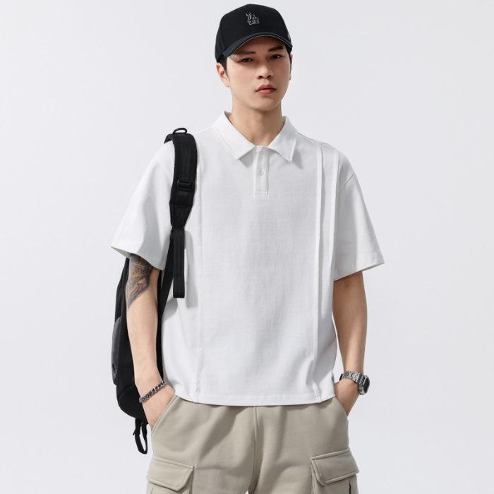 New Summer POLO Collar Simple Short-sleeved Pleated Lapel T-shirt