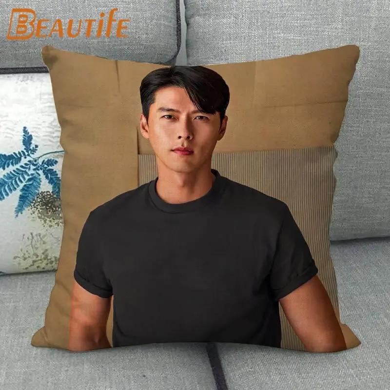 Custom Crash Landing On You Hyun Bin KPOP Pillowcase 45X45cm Wedding Decorative Eco-Friendly Cotton Linen Fabric Pillow Case