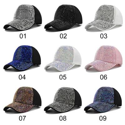 Fashion Women Luxury Rhinestones Baseball Cap For Girls Summer Cotton Sequins Hat Snapback Hiphop Hat Sunscreen Hats