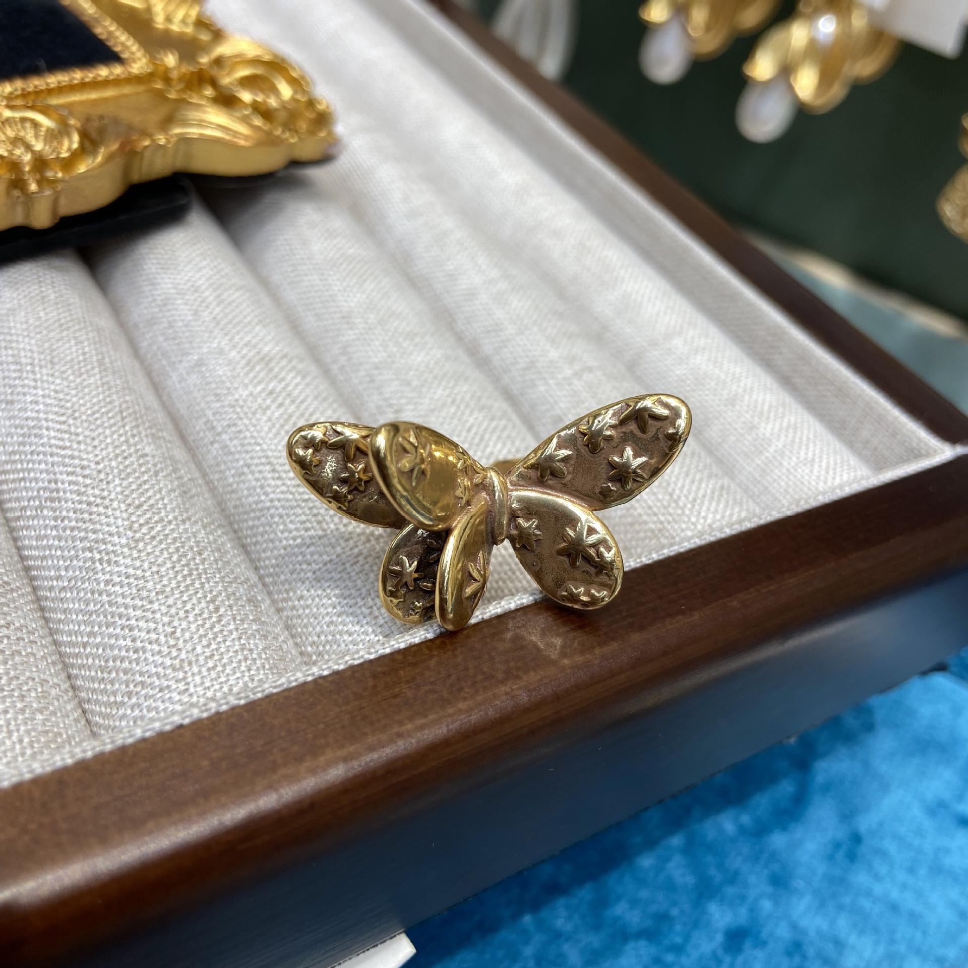 

Модный ретро набор колец с крыльями бабочек с золотым покрытием для женщин