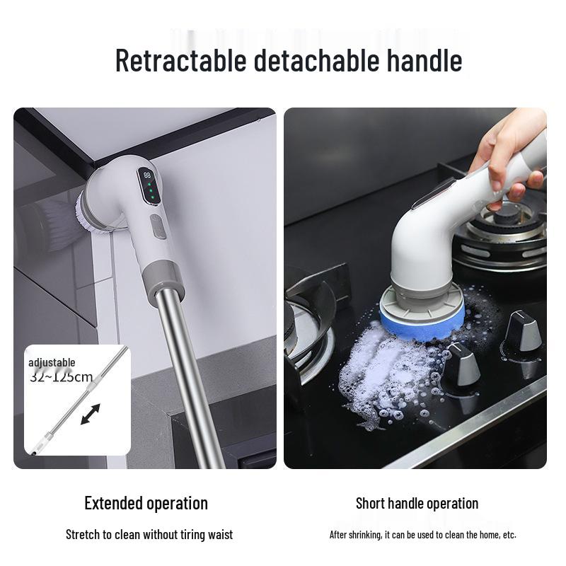Multi-Speed Electric Cleaning Brush for Kitchen & Bathroom – Versatile Handheld Scrubber with Dual-Length Use