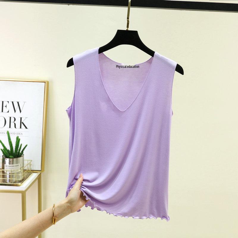 Women s Plus Size V-Neck Ruffle Strap Tank Top - Versatile Solid Color Sleeveless Inner Wear M