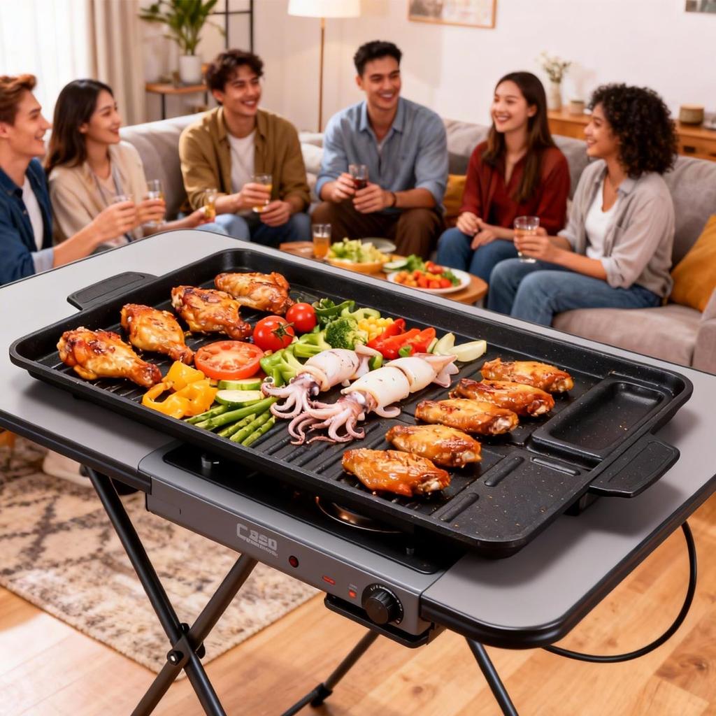 Korean Grill Meat Plate Aluminum Titanium Coating Barbecue Pan Camping Board Griddle for Outdoor Cassette Stove and Induction