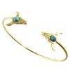 7bis [Q1467] - Handgefertigtes 'Boho' Armband türkisgoldfarben (Bisonkopf) - 62 mm 14x13 mm
