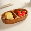 Yousheng Solid Wood Snack Tray Fine Craftsmanship Smooth Surface Dual Grids Boat Shape Multi-Functional Organizer Wooden Serving Tray