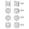 Popular Round & Square Moissanite Stud Earrings Set
