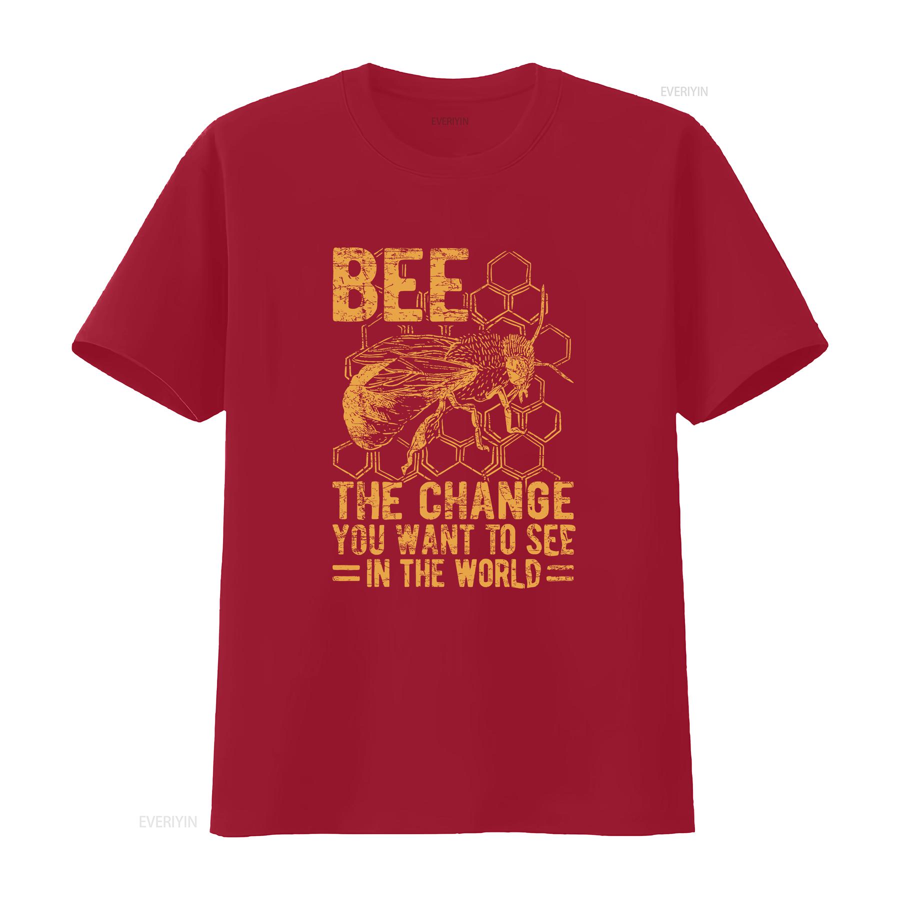 

Bee The Change You Want To See T Shirt Lovers Keeper Motivational Inspirational vintage Washed Breathable Top For Everyday Wear S