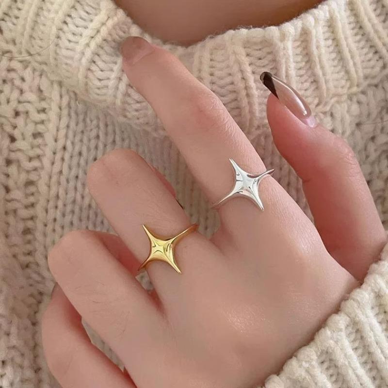 Simple Star Ring Punk Vintage Y2K Cross Star Open Rings for Women Fashion Couple Rings Gift Y2K Egirl Jewelry Gifts