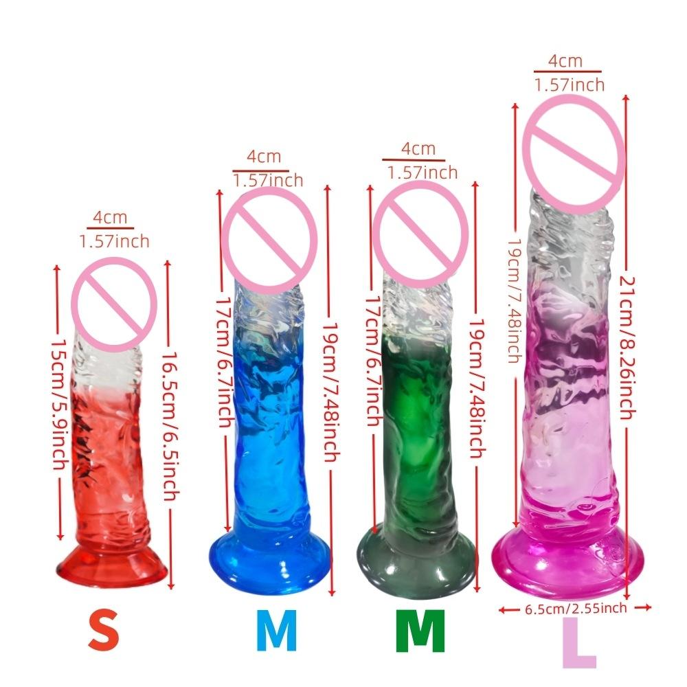 Gradient Transparent Crystal Sucker Simulation Penis Female Masturbation Couple Flirting Dildo Sexy Adult Toys