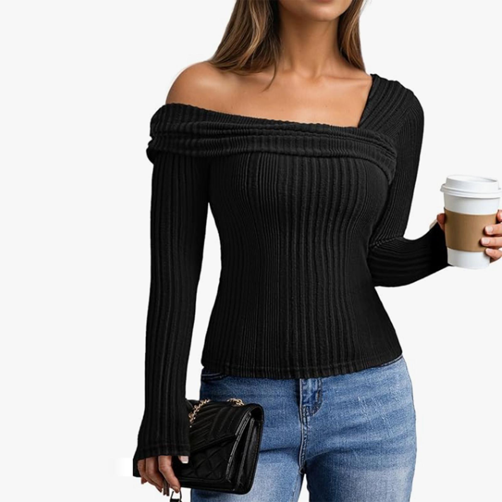 

Women s Casual Fashion Round Neck Raglan Sleeve Contrast Color Stitching Sweater M чёрный