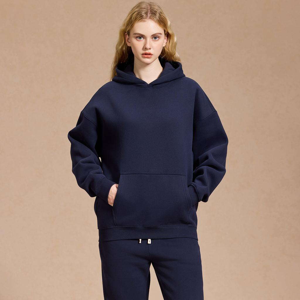 Men's Fleece Sweatpants Long Pants Drawstring Joggers with Hooded Sweatshirt Casual Athletic Set