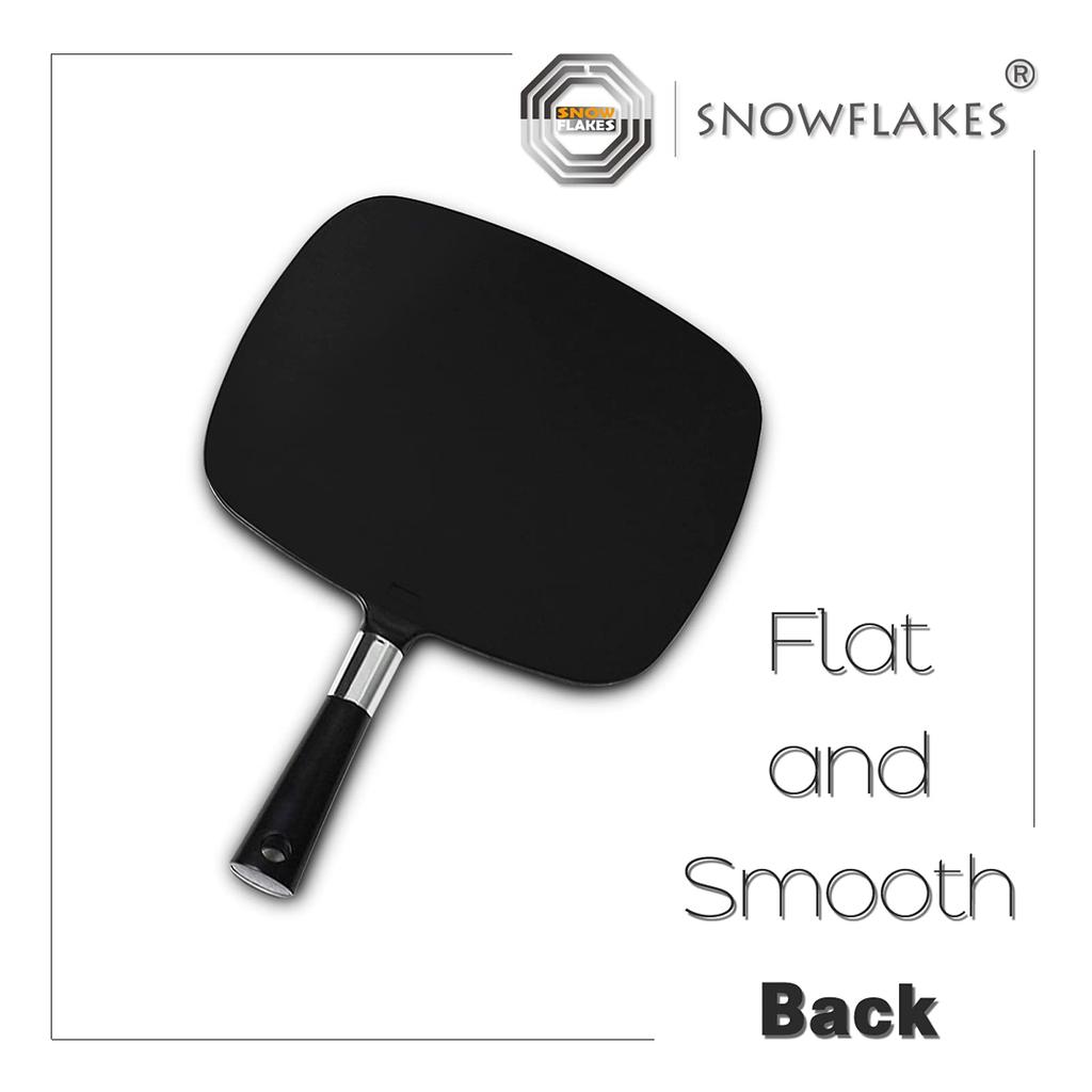 Snowflake Handheld Mirror, Large and Comfortable Hand Mirror with Salon Handle (Black)