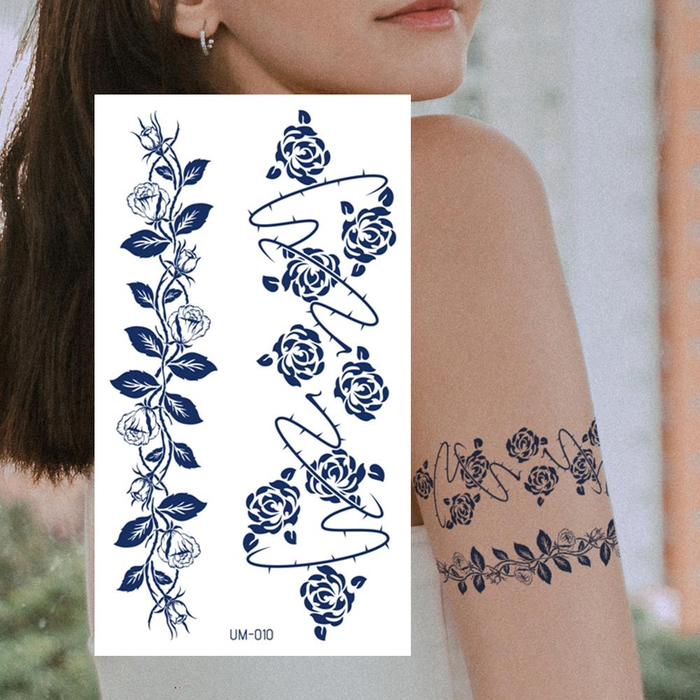 1 Sheets Semi Permanent Tattoos Women's Arm Back Fake Tattoos Waterproof and Long Lasting Plant Juice Tattoos