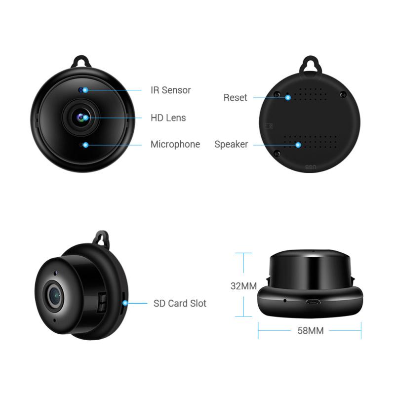 Mini Wifi Ip Camera Hd 1080p Wireless Indoor Camcorder Night Vision Two-way Audio Motion Detection