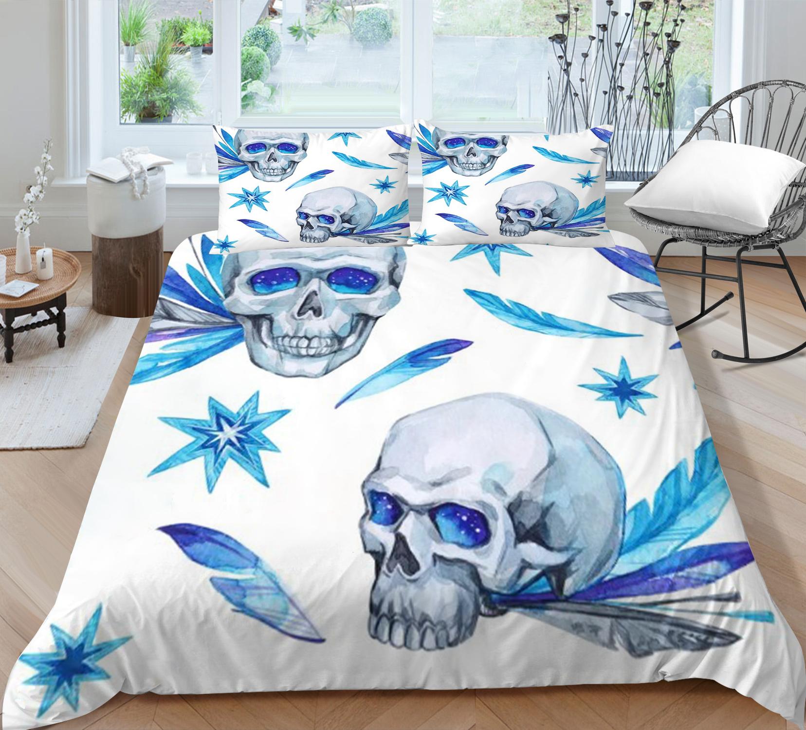 

Постельное белье с принтом черепа, домашний текстиль, роскошное постельное белье из 2/3 предметов, новые модные наборы пододеяльников из микрофибры EU Single 135x200cm