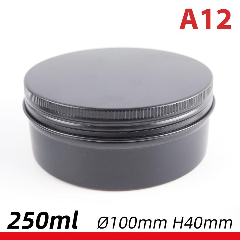 Schwarze leere runde Aluminiumbox Metallblechdosen Kosmetikcreme DIY nachfüllbares Glas