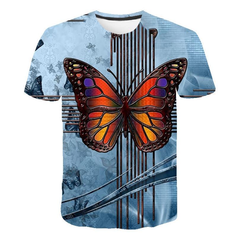 

Cross-border New Boys And Girls With The Same Parent-child T-shirt, Beautiful Butterfly 3D Printing Cool Loose Men s And Women s Short Sleeves S