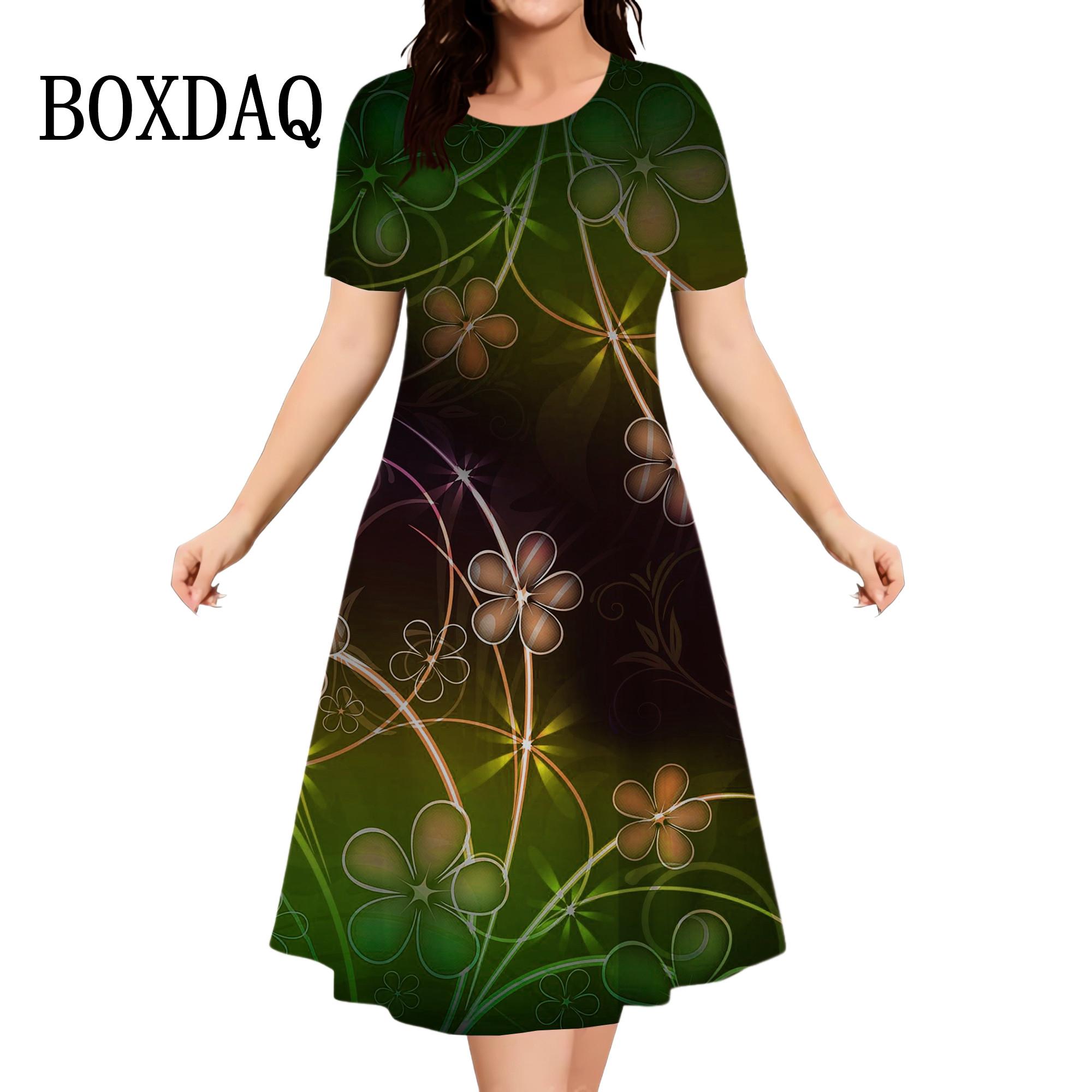 

Летние новые платья, модные уличные платья с круглым вырезом и коротким рукавом, женские повседневные свободные платья с 3D-принтом больших размеров 6XL