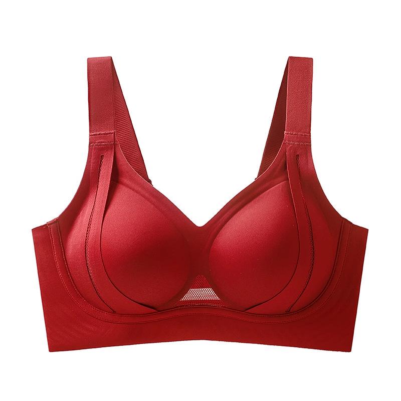 Gray Wireless Support Bra with Mesh Cutout and Wide Straps