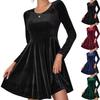 Women's Fashionable And Elegant Long-sleeved Round Neck Velvet Dress